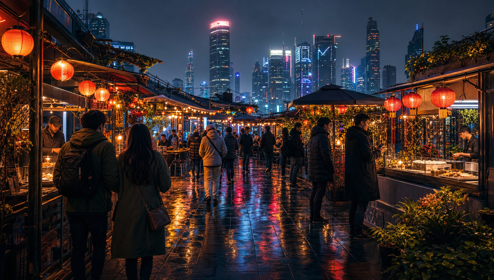 Rooftop night market